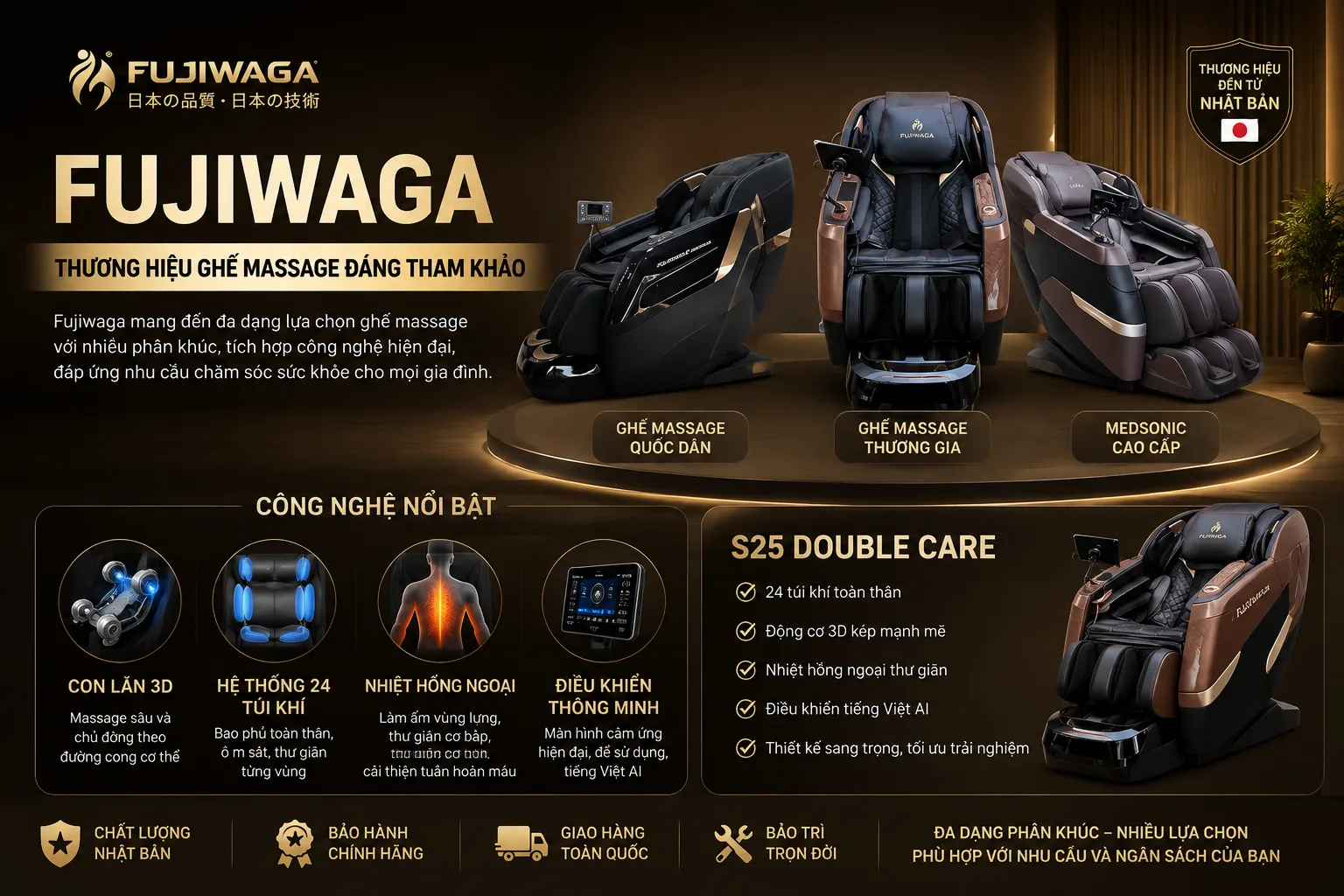 các thương hiệu ghế massage nổi tiếng.